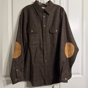 Vintage Turnbury Men's Brown Checkered Wool Blend Flannel Shirt Size L
